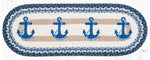 Earth Rugs OP-443 Navy Anchor Oval Table Runner 13``x36``