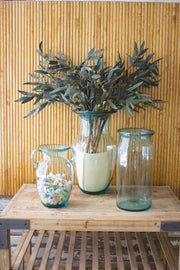 Kalalou CRL6013 Recycled Glass Small Melon Vase With Handles - Clear