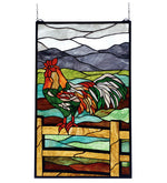 Meyda Lighting 69398 19"W X 31"H Rooster Stained Glass Window Panel
