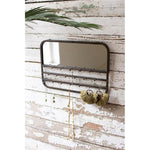 Kalalou CLA1267 Wall Mirror with Jewelry Hooks