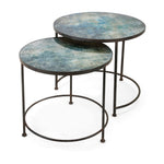 IMAX Worldwide Home Paxton Metal and Printed Glass Tables - Set of 2