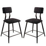 Benzara Fabric Counter Height Chairs with Angled Metal Legs, Set of 2, Black