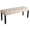 Benzara 20 Inch Button Tufted Wooden Bench, Antique Black and Beige