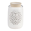 Sagebrook Home 18001-02 Ceramic, 9" Flower Cut Out Lantern, Ivory