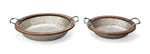 IMAX Worldwide Home Yoshi Round Wooden Framed Metal Trays - Set of 2