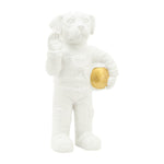 Sagebrook Home 17418 Ceramic, 12", Astrodog Deco, White/Gold