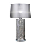 Benzara Floral Accent metal Frame Table Lamp with Drum Shade, Chrome