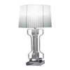 Benzara Geometric Design Acrylic Table Lamp with Fabric Shade, Clear and Chrome