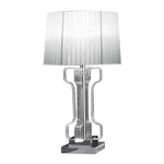 Benzara Geometric Design Acrylic Table Lamp with Fabric Shade, Clear and Chrome