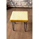 Kalalou NKHU1022 Velvet Stool with Channel Stitch Top & Iron Legs - Honey