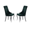 Benzara Button Tufted Back Arm Chair with Cabriole Legs, Set of 2, Green and Chrome