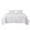 Benzara 3 Piece Microfiber King Size Quilt Set with Geometric Print, White