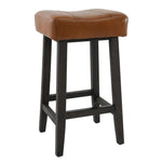 Benzara 26 Inch Wooden Frame Leatherette Backless Counter Stool, Brown