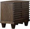 Benzara 2 Drawer Wooden Nightstand with Raised Slats and USB Port, Brown