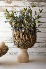 Kalalou CMH1007 Root Compote With Turned Natural Wood Base Large