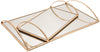 Benzara Rectangular Tray with Mirror Surface and Metal Frame, Silver and Gold