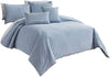 Benzara 6 Piece King Cotton Comforter Cover Set with Cross Woven Texture, Blue