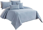 Benzara 6 Piece King Cotton Comforter Cover Set with Cross Woven Texture, Blue