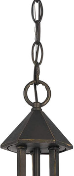 Benzara 3 Bulb Chandelier with Metal Frame and Smoked Glass Shade, Bronze