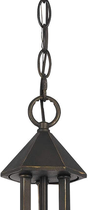 Benzara 3 Bulb Chandelier with Metal Frame and Smoked Glass Shade, Bronze