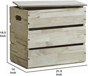 Benzara Plank Style Wooden Storage Box with Cut Out Handles, Light Brown
