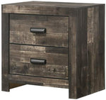 Benzara Plank Design 2 Drawer Wooden Nightstand with Horizontal Pulls, Brown