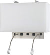 Benzara Metal Wall Lamp with  2 Gooseneck Reading Lights, White and Silver