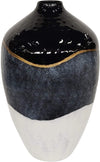 Benzara 17 Inches Metal Frame Vase with Elegant Embellishment, Black and Gray