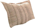 Benzara Ural Microfiber Standard Pillow Sham with Ruffles and Ruching Details, Beige