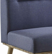 Benzara Fabric Upholstered 1 Seater Sofa with Splayed Legs, Blue and Brown