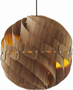 Benzara 60 Watt Swirl Design Wooden Ceiling Pendant, Walnut Brown
