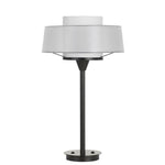 Benzara Tubular Metal Table Lamp with 2 Tier Translucent Shades, Black and White