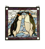 Meyda Lighting 71599 19"W X 19.5"H Penguin Stained Glass Window Panel