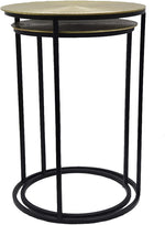 Benzara Round Metal Frame Side Table with Tubular Legs, Set of 2, Brown and Black