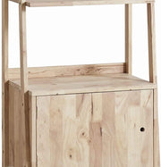 Benzara Three Tier Wooden Ladder Shelf with Storage Compartment, Light Brown