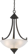Benzara 3 Bulb Pendant Fixture with Metal Frame and Smoked Glass Shade, Bronze