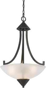 Benzara 3 Bulb Pendant Fixture with Metal Frame and Smoked Glass Shade, Bronze