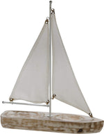 Benzara 17 Inches Wooden decorative Sail Boat, Gray and Brown
