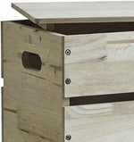 Benzara Plank Style Wooden Storage Box with Cut Out Handles, Light Brown