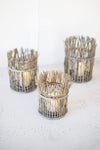 Kalalou CLUX1241 Set of Three Twig Lanterns with Glass Insert