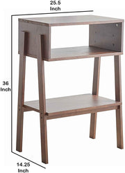 Benzara Wooden Console Table with 2 Open Compartments, Espresso Brown
