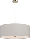Benzara 3 Bulb Drum Shaped Fabric Pendant Fixture with Diffuser, White