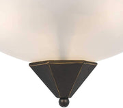 Benzara 3 Bulb Pendant Fixture with Metal Frame and Smoked Glass Shade, Bronze