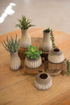 Kalalou CPH3270 S/6 Ceramic Vases- Natural And White - One Each Design