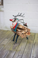 Kalalou NTM1207 Recycled Metal Deer Firewood Holder