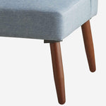 Benzara Fabric Upholstered Corner Sectional Sofa with Wooden Legs, Blue and Brown