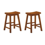 Benzara Wooden Counter Height Stool with Curved Design Seat, Brown