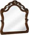 Benzara Bombe Wooden Frame Mirror with Crown Top and Carvings, Dark Brown