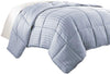 Benzara Cork King Comforter with Vertical Stripes and Stitched Details, Blue