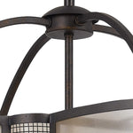 Benzara 5 Bulb Metal and Glass Chandelier with Geometric Design, Bronze and Clear